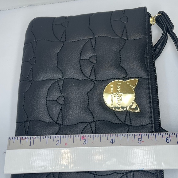 Luv Betsey Johnson Black Cat Embossed Wristlet with shoulder strap - Picture 9 of 9